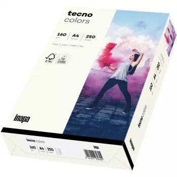 Papīrs Inapa Tecno colors balts A4 — 250 loksnes, 160 g/m²