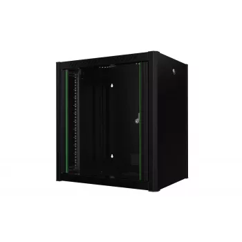 19 collu 12U sienas stiprinājuma statīvs Pro 600 x 450 x 645mm - Melns