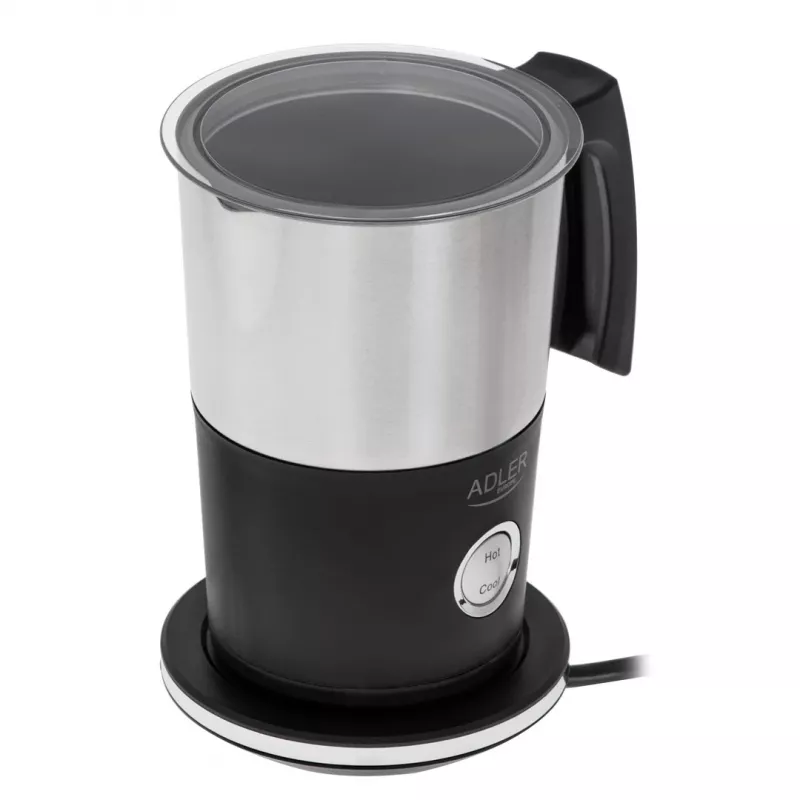 Automātiskais piena putotājs Adler AD 4497 — nerūsējošais tērauds, 600W, puto 120 ml / silda 300 ml, karstā un aukstā