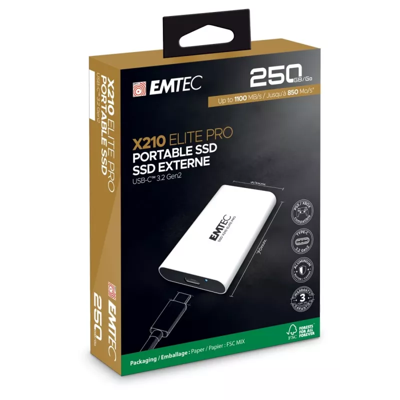 EMTEC Portable SSD X210 Elite Pro 250 GB 3.2 Gen2 ārējais disks