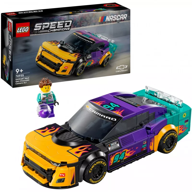 LEGO Speed Champions 76935 NASCAR Next Gen Chevrolet Camaro ZL1 būvējams modelis, 328 gabali, 1 minifigūra, 9+ gadi