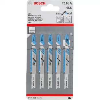 Finzāģa asmens Bosch T 118 A ātrgriezējtērauds HSS 5 gab.