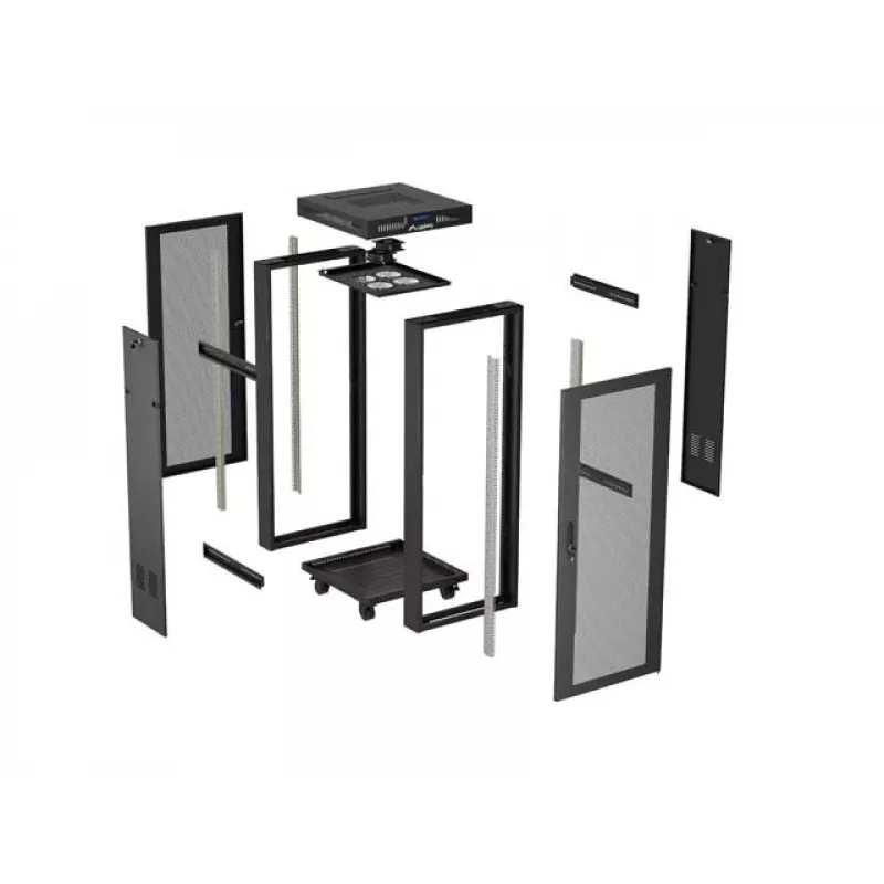 Rack skapis LANBERG FF01-6624-23BL 24U brīvi stāvošs 19 collu 600×600 mm IP20 melns