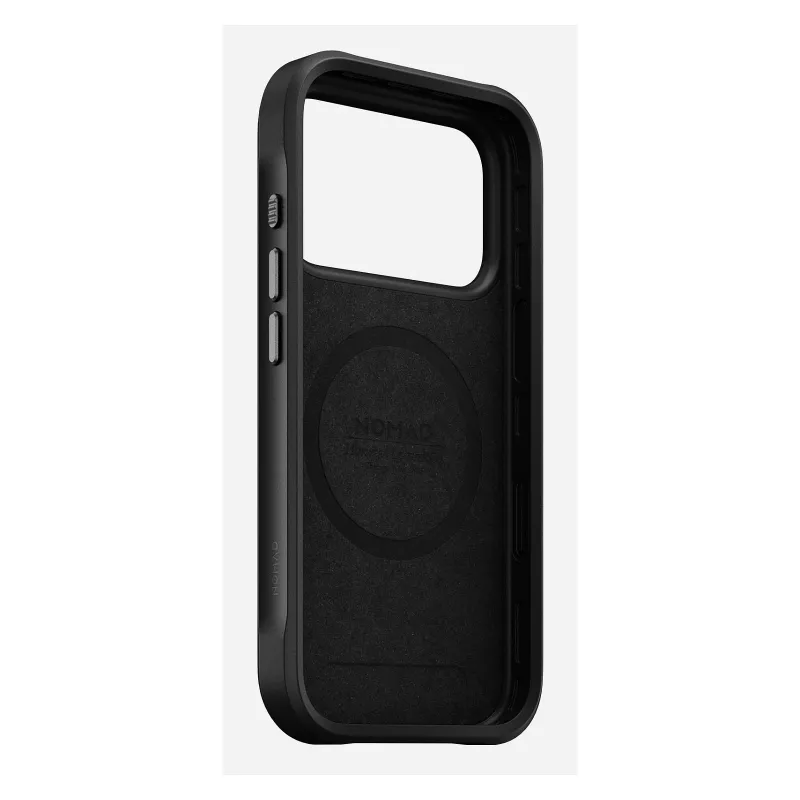 Mobilā telefona maciņš Nomad Rugged Leather Case Apple iPhone 17 Pro, āda/TPU/PC/alumīnijs, 16 cm (6,3 collu) ekrāniem, melns
