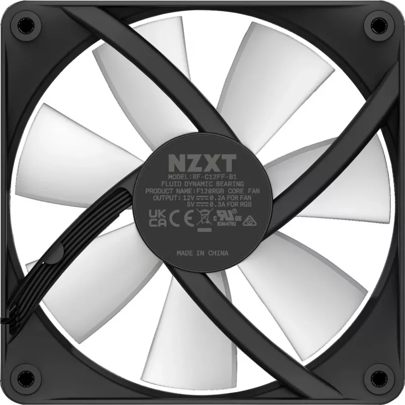 NZXT F120 RGB Core datora korpusa ventilators 120 mm, 4 kontaktu PWM, melns