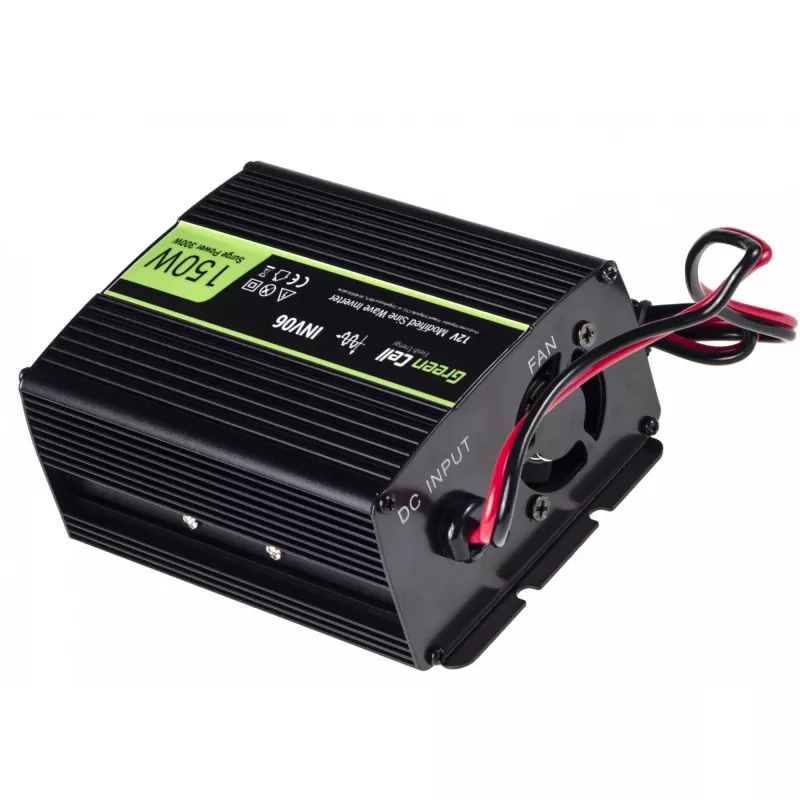 Invertora barošanas adapteris Green Cell INV06 12V uz 230V 150W 50Hz C tipa spraudnis, 85% efektivitāte, melns