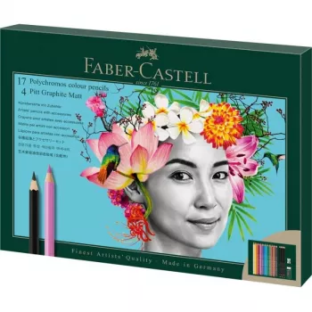 Faber-Castell Polychromos & Pitt Graphite Matt zīmēšanas komplekts, dažādu krāsu (23 gab.)