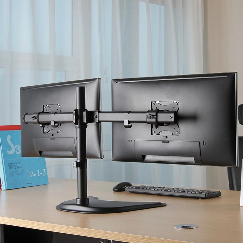 HAGOR HA FS - Divu monitoru stiprinājums galdam - 2 LCD ekrāniem - Melns - Ekrāna izmērs: 38-68 cm (15-27 inch)