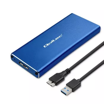 Ārējais M.2 SATA SSD korpuss QOLTEC 51832 — USB 3.0, 4 sloti, zils, līdz 2TB, 30 mm