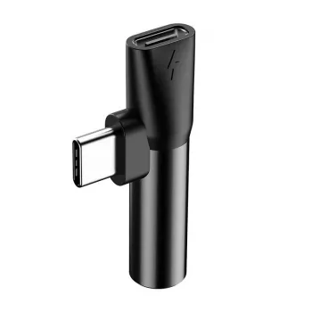 Baseus Audio Adapter USB-C uz Mini Jack 3.5mm + USB-C (melns)
