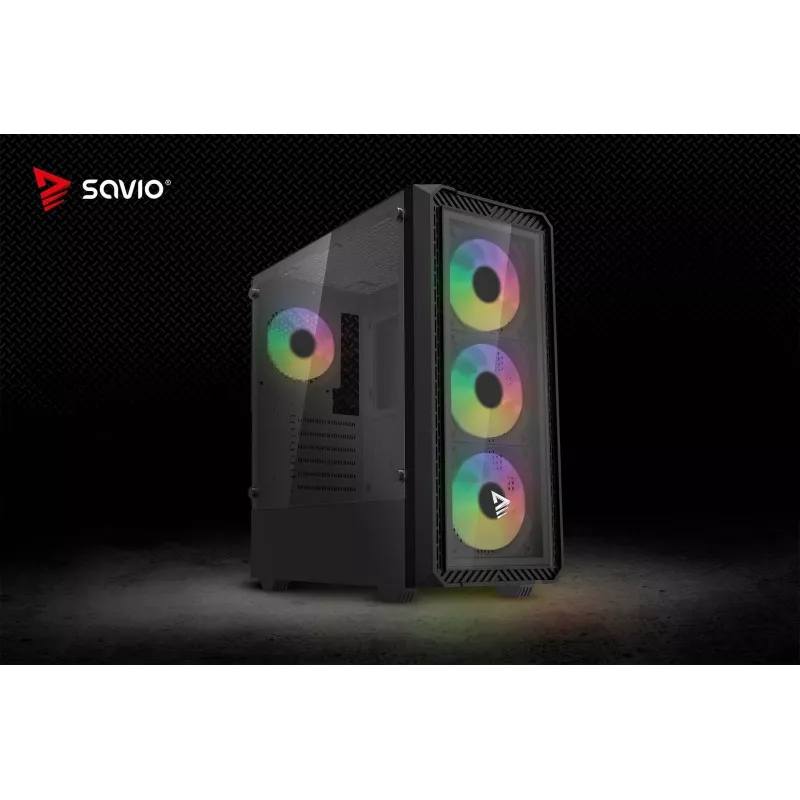 Datora korpuss Savio Noctis Glass RGB Cube, ATX/Micro-ATX/Mini-ITX, rūdīta stikla priekšpuse, RGB ventilatori, melns