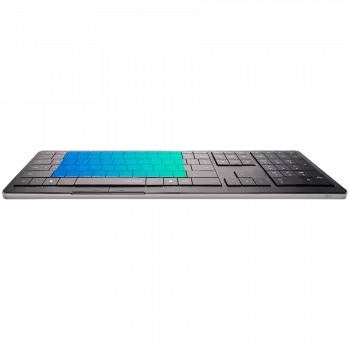 Bezvadu tastatūra CLEVETURA CLVX 1 Touch-On-Keys AI, ANSI US Windows izkārtojums, šķērsslēdži, alumīnija korpuss, interaktīvs RGB