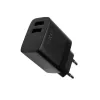 Fiksēts Divkāršs USB Ceļojumu Lādētājs FIXC17N-2U-BK, 17W, pārnēsājams USB barošanas adapteris, melns