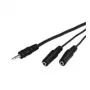 Wentronic Goobay 3,5 mm ligzdas adaptera kabelis, melns, 0,2 m - 3,5 mm spraudnis (3 kontaktu, stereo) > 2x 3,5 mm ligzda (2 kontaktu, mono) (50465)