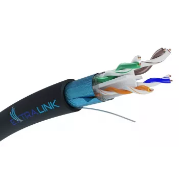 Tīkla kabelis Extralink CAT6 FTP (F/UTP) V2 Outdoor 305M Melns