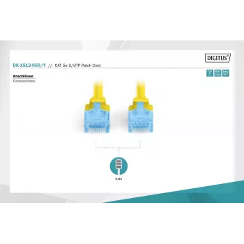 Patch Cord Digitus CAT 5e U/UTP DK-1512-050/Y 5m Dzeltens