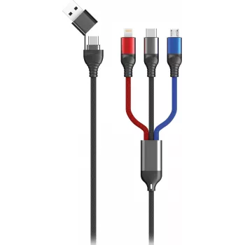 USB kabelis 2GO 797361 1.2m USB A/USB C USB C/Micro-USB B/Lightning