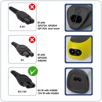 Akyga AK-PD-17 barošanas adapteris Philips skuvekļiem 15 V / 0,36 A, 5,4 W, 1,2 m