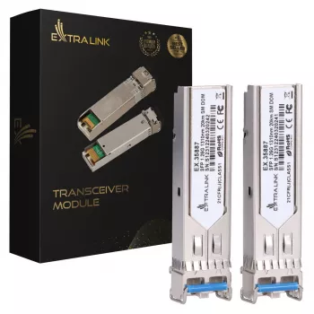 Extralink SFP 1.25G modulis 2 komplektā, 1.25Gbps, LC/UPC, 1310nm, 20km, vienmoda, DOM
