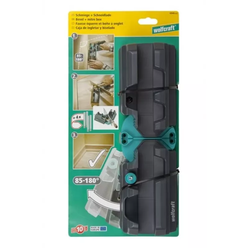 Slīpuma un griešanas leņķa mērītājs Wolfcraft 6948200 — leņķa mērītājs, 85–180° mērījums, dēļiem līdz 3 cm, melns