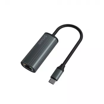 SAVIO AK-56 USB-C 3.1 Gen.1 (vīrietis) uz RJ-45 Gigabit Ethernet (sieviete), 1000 Mbps, pelēks