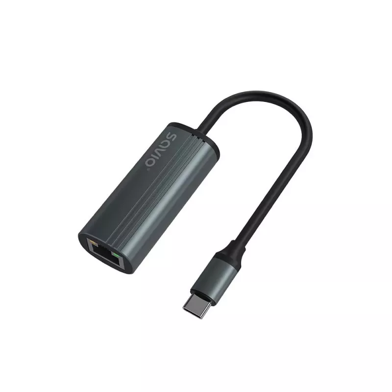 SAVIO AK-56 USB-C 3.1 Gen.1 (vīrietis) uz RJ-45 Gigabit Ethernet (sieviete), 1000 Mbps, pelēks