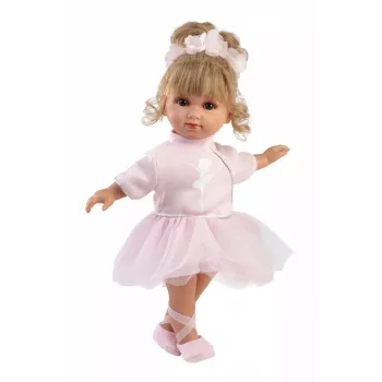 Bērnu lelle Llorens Elena Ballerina 35 mm audums un vinils bēšs rozā balts ieteicams 3+