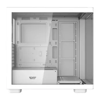 Datora korpuss DarkFlash DS900G balts — mid-tower, rūdīts stikls, bez ventilatoriem
