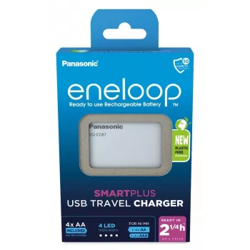 USB akumulatoru lādētājs PANASONIC Eneloop Smartplus BQ-CC87 + 4x AA 2000 mAh (K-KJ87MCD40USB)