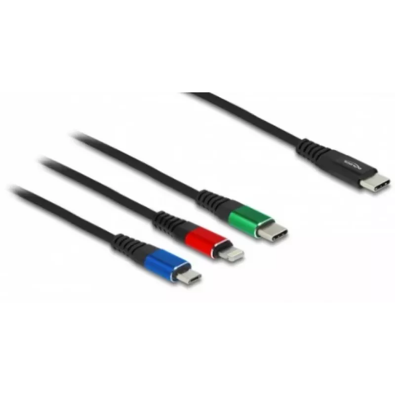 DeLOCK USB lādēšanas kabelis 3 in 1 USB Type-C Lightning Micro USB 30 cm