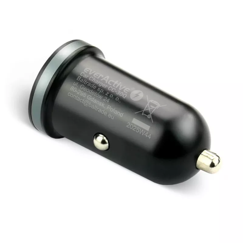 Auto lādētājs everActive CC-30Q QC3.0 35W — 1x USB-A, 1x USB-C, ātrā uzlāde