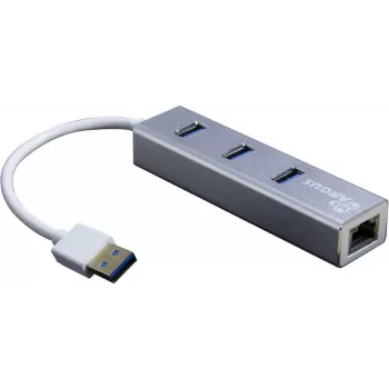 Inter-Tech Argus IT-310-S USB-C centrmezgls - 2x USB 3.2 Gen 1 Type-A + Gigabit Ethernet - alumīnijs pelēks
