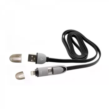 USB A savienotājs uz Micro USB + 8-pin iPhone kabelis SBOX 1m Melns