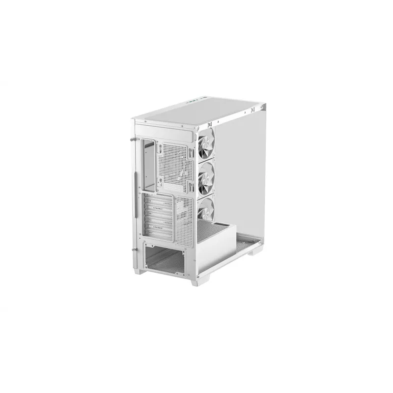 PC korpuss DeepCool CG580 4F V2 Midi Tower Balts — ATX, rūdīts stikls, 3x120mm sānu ventilatori, 360mm sānu radiatora atbalsts