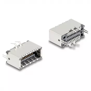 DeLOCK 67193 USB Type-E sievišķais vadu savienotājs, melns/sudrabs, SMT lodēšanai