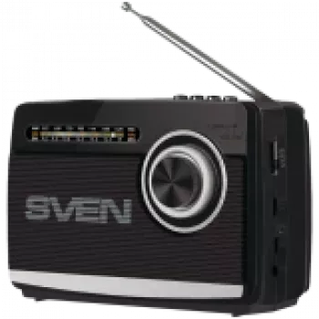 Skaļrunis SVEN SRP-155, melns (3W, Bluetooth, FM/AM/SW, USB, microSD, lukturis, akumulators)