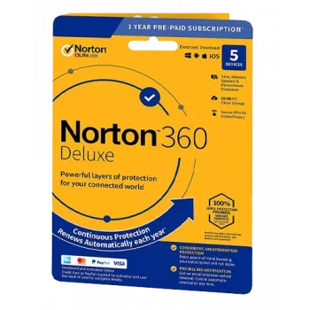 Norton 360 Deluxe | 5 ierīces | 1 gads | 50 GB mākoņkrātuve | ES | NAV ABONEMENTS