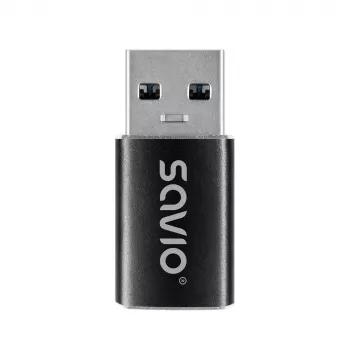 Savio AK-81 USB-C 3.1 (siev.) – USB-A 3.1 (tēviņš) adapteris, melns