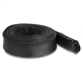 DeLOCK Pītais Uzmavas Vads ar Rāvējslēdzēju, Karstumizturīgs, 5 m x 50 mm, Melns