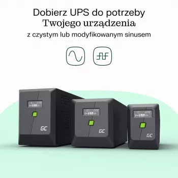 Nepārtrauktās barošanas avots Green Cell UPSLP480 0,75 kVA (480 W) 4 AC kontaktligzdas, 2×12 V 7 Ah VRLA, tornis, AVR
