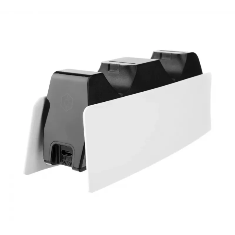 FIXED FIXPS5-DCC-BW uzlādes stacija PlayStation 5 DualSense kontrolleriem, vadu, melnbalta