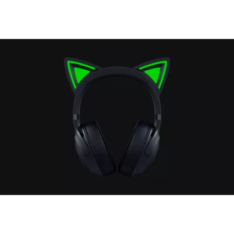 Razer Kraken Kitty V2 BT bezvadu spēļu austiņas ar mikrofonu, Bluetooth 5.2, apliekamās, trokšņu slāpēšana, Chroma RGB, 20–20 000 Hz, melnas