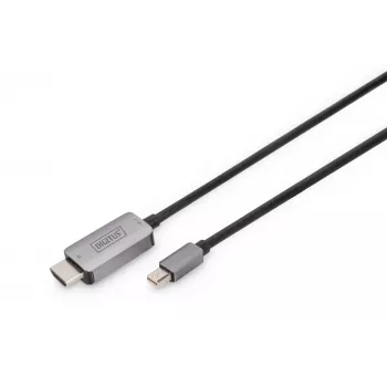 DIGITUS DB-340109-010-S - Adaptera kabelis - Mini DisplayPort (vīrietis) uz HDMI (vīrietis) - 1,0 m - 8K 60 Hz atbalsts - Melns