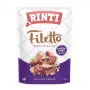 Slapjā suņu barība RINTI Filetto vistas fileja ar pīļu sirdīm, 100 g maisiņš, pilnvērtīga barība, 14% olbaltumvielas, 1% tauki, 82% mitrums