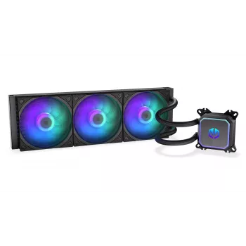 ENDORFY Navis F360 ARGB Melns — 360 mm šķidruma dzesētājs, 3x 120×25 mm ventilatori, 250–1800 RPM, sūknis 1600–2600 RPM, LGA 1700/AM5/AM4