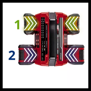 EINHELL Power X-Quattrocharger 4A — universāls Power X-Change lādētājs 4 akumulatoriem