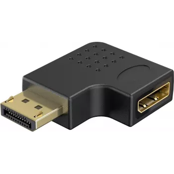 Goobay DisplayPort leņķa adapteris 90° pa kreisi melns (77132)