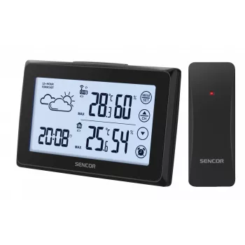 Laika stacija SENCOR SWS 2850 — iekštelpu/āra temperatūra un mitrums, 1 bezvadu sensors, 433.92 MHz, max/min atmiņa