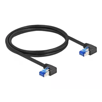 Tīkla kabelis DeLOCK RJ45 Cat.6A S/FTP taisnleņķa 1m melns