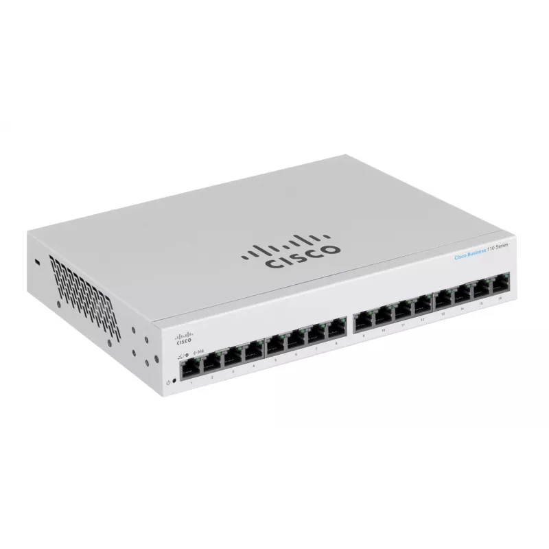Slēdzis Cisco CBS110 Nenomāžāms L2 Gigabit Ethernet 16x RJ-45 (10/100/1000), 1U, 32 Gbps